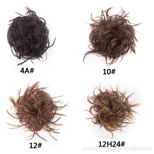 Aishili wholesale messy hair buns extension synthetic hair Elastic Band Chignon for women